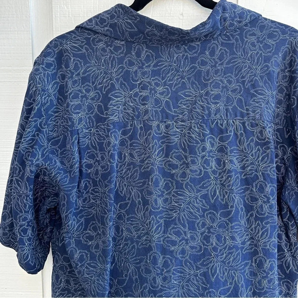 Men’s Toscano 100% Silk Short Sleeve All Over Stitched Print Button Down Shirt - Picture 7 of 8